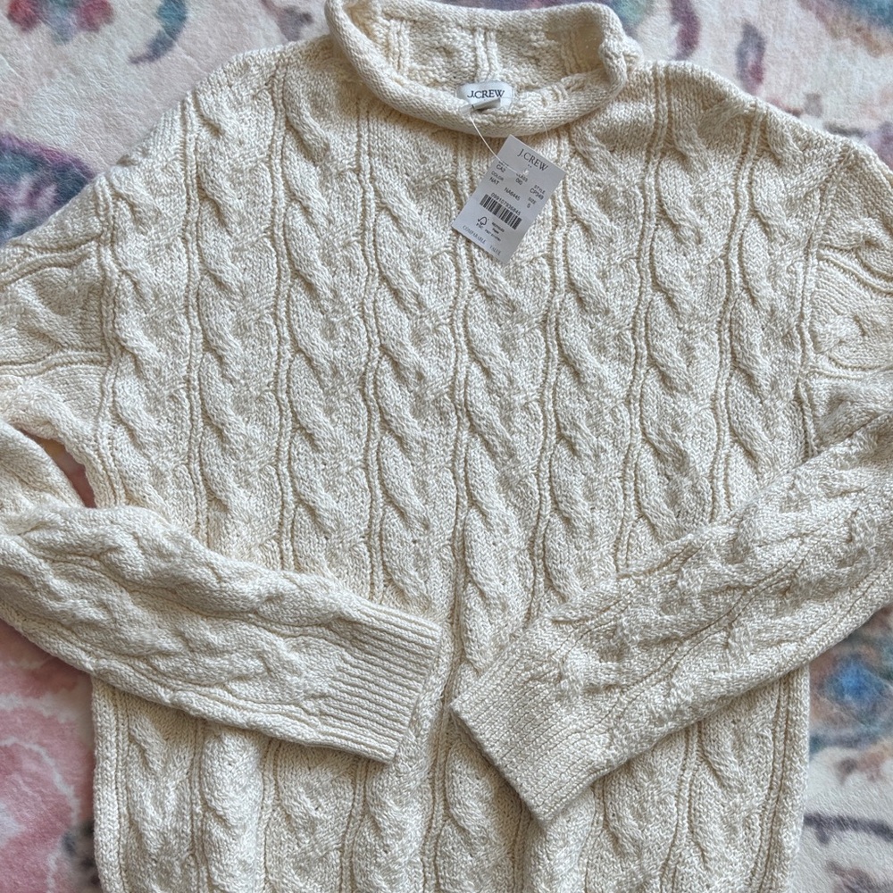 J. Crew Women’s Cream Cable-Knit Sweater Size S NWT